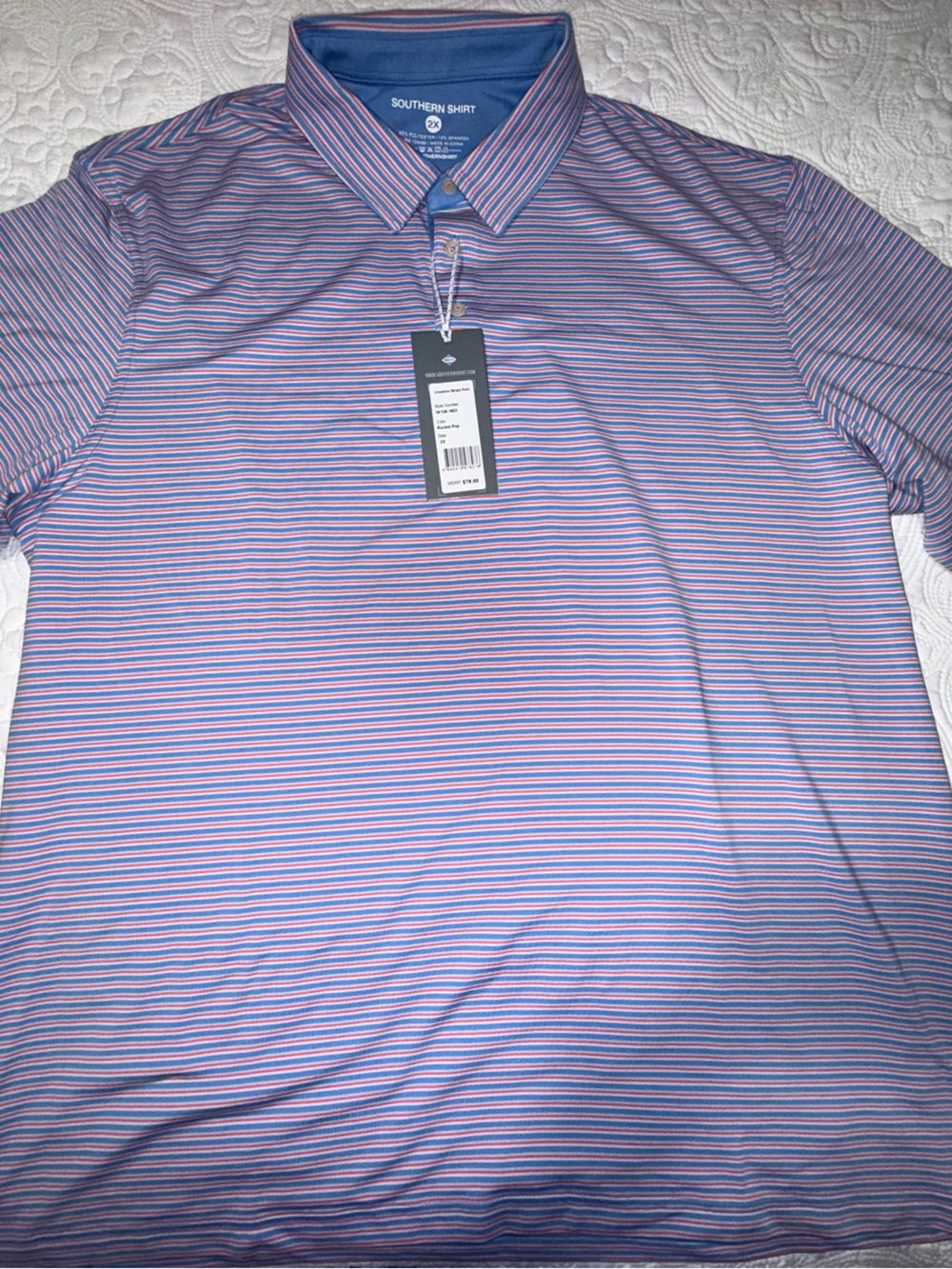 The Southern Shirt Company Lavender Polo with Blue and Pink Stripes